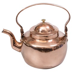 Georgian English Copper & Brass Tea Kettle Teapot