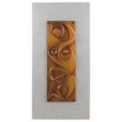 Maxime Tendero Wall-Mounted Abstract Wooden Art Sculpture Panel, 1973
