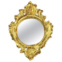 Vintage Empire Style French Mirror with Porcelain Gold Frame, 1950s