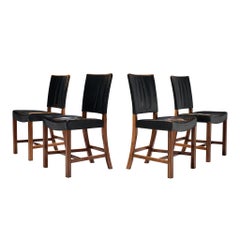 Kaare Klint for Rud Rasmussen Set of Four 'Red Chairs' in Original Leather 