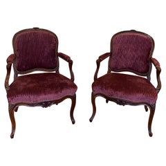 A Pair of Early Provincial Louis XV Walnut Fauteuils 'Mid 18th Century'