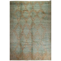 8.7x12.4 Ft Handmade Moroccan Wool Rug in Blue, Rust. Made-to-Order, Custom Ops.