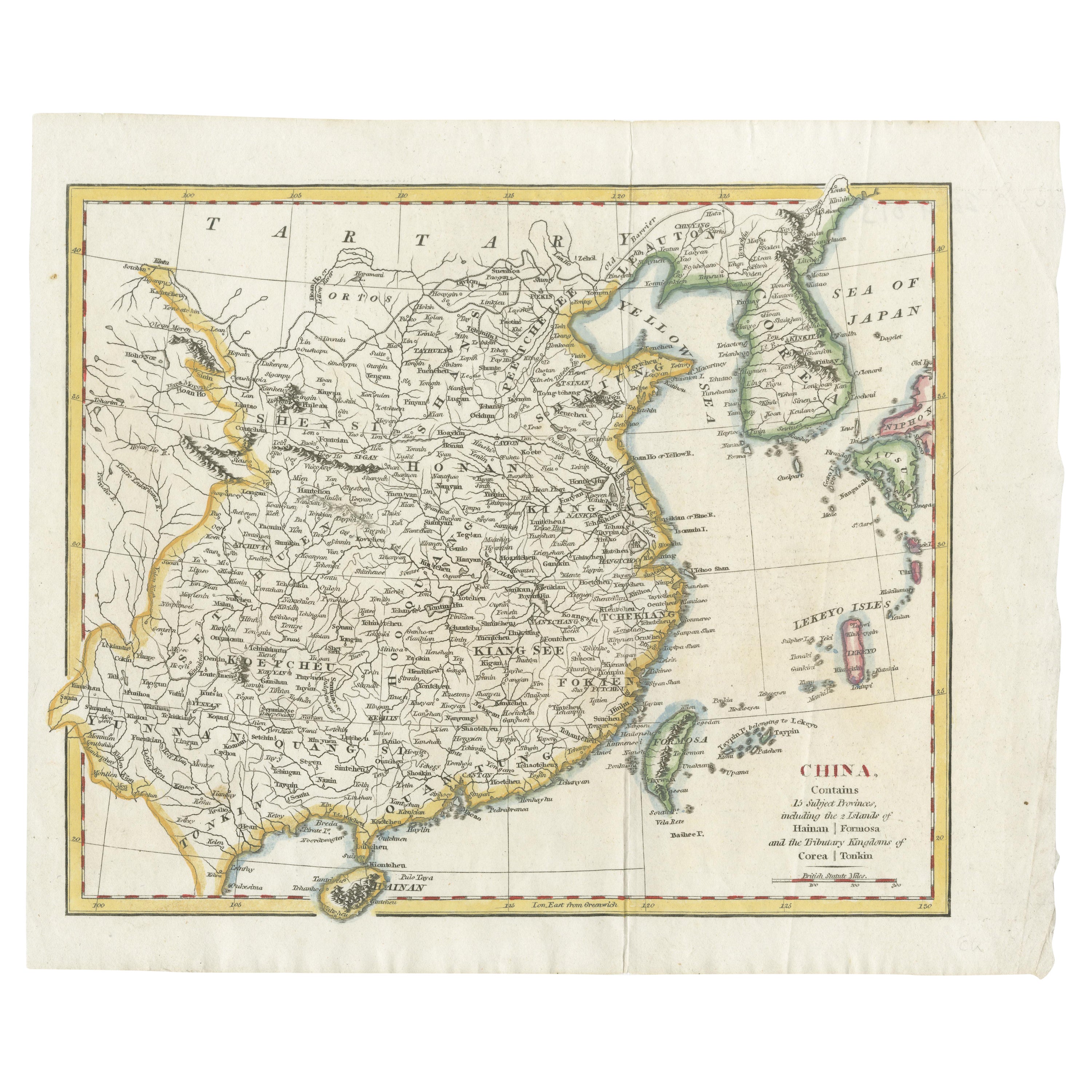 China with Hainan and Formosa Islands and the Kingdoms Corea and Tonkin, 1802 For Sale