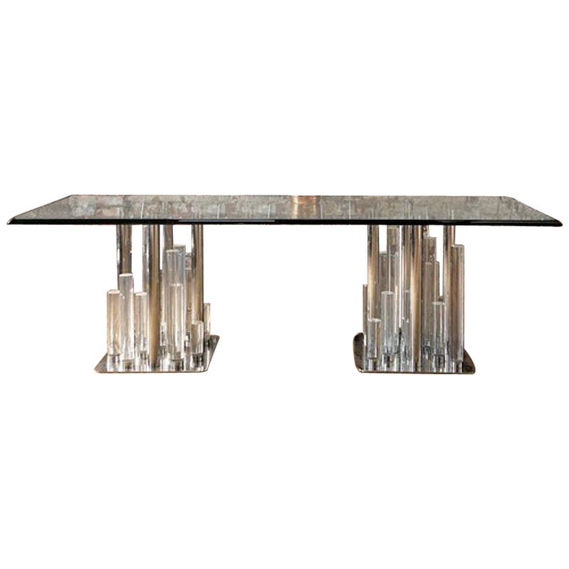 Lucite and Glass 'Skyscraper' Dining Table by Charles Hollis Jones