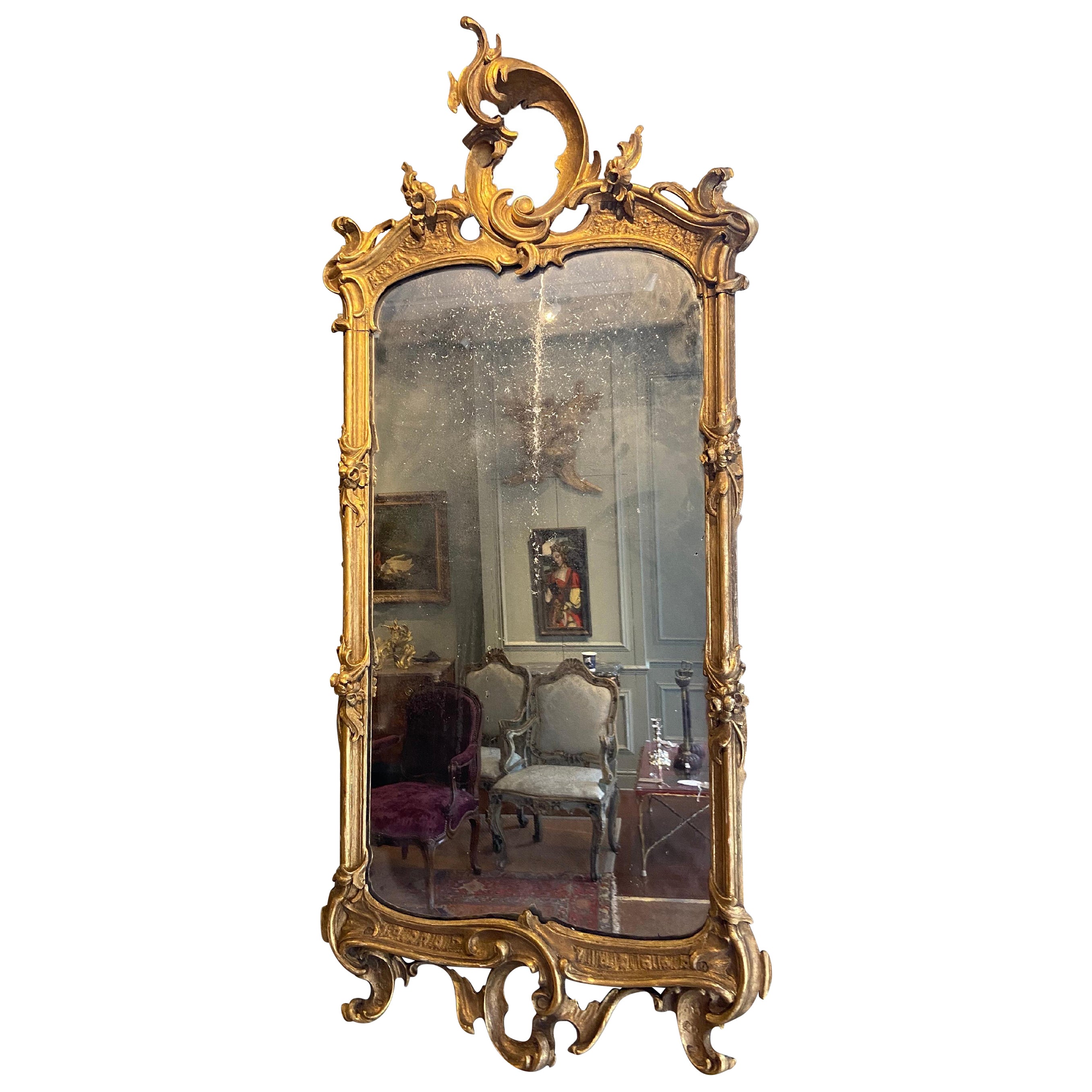 Norditalienischer vergoldeter Spiegel aus dem späten 18. Jahrhundert