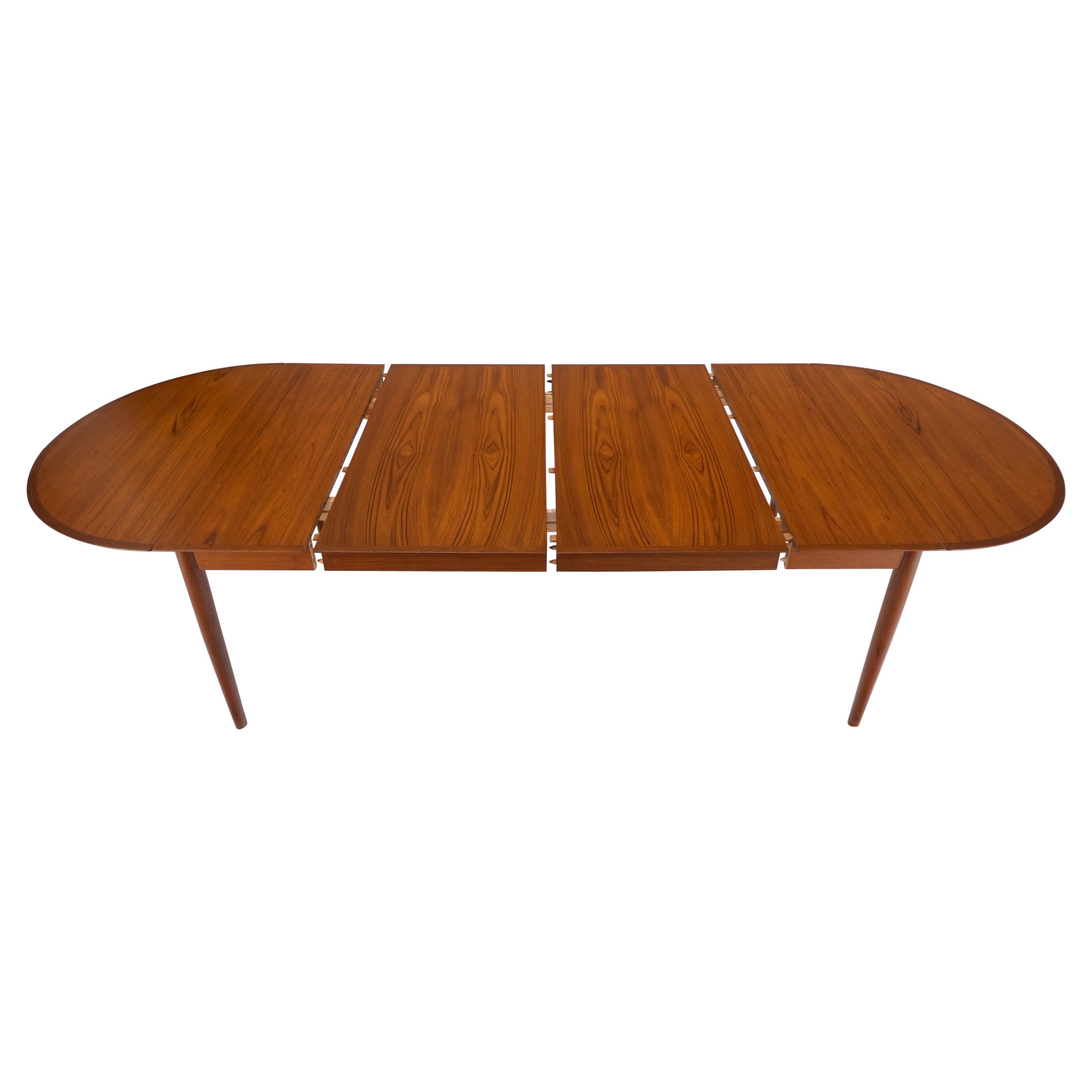 Danish Mid Century Modern Teak Drop Leaf Dining Table w/ 2 Leaves Boards MINT For Sale