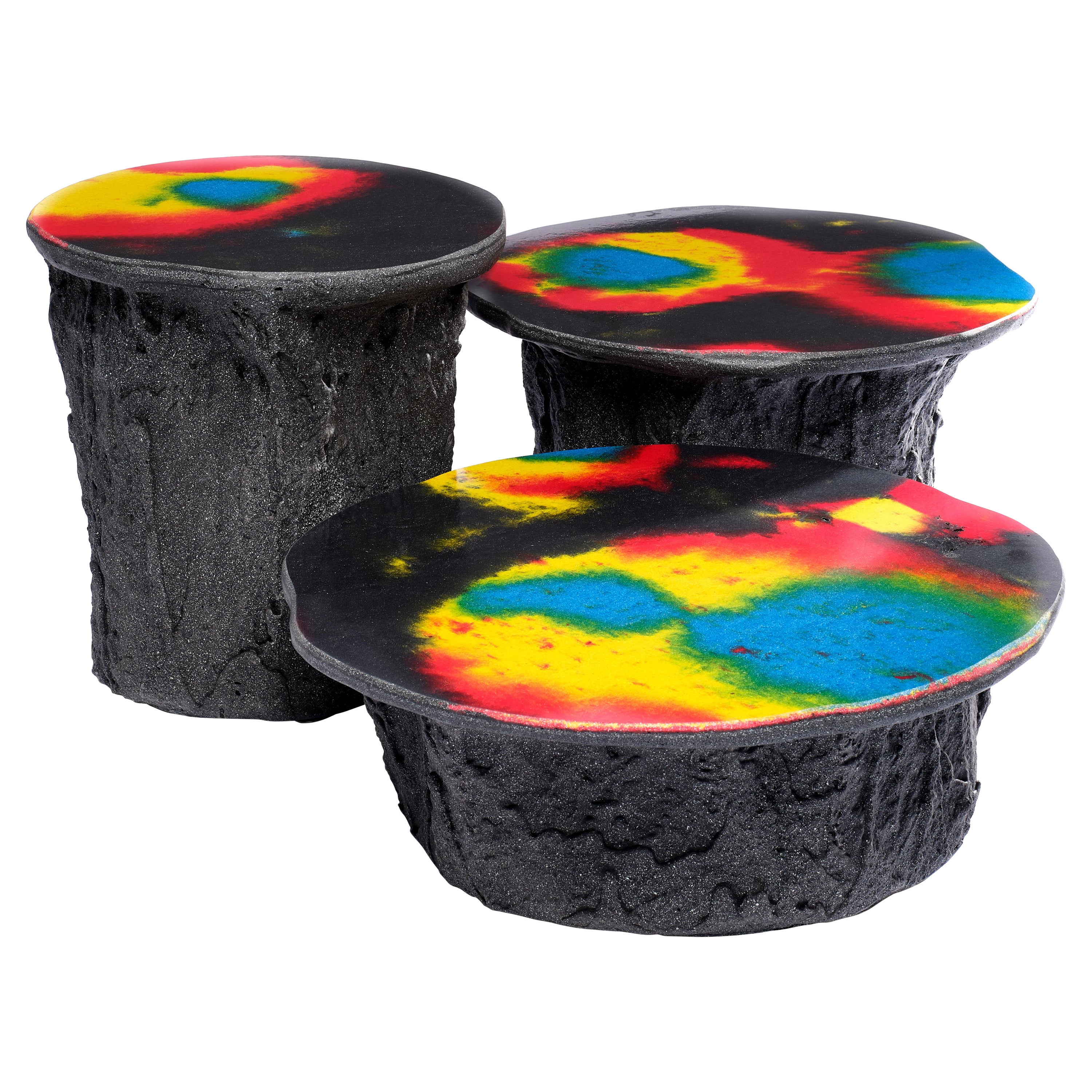 Psychedelic Trio Model Side Tables by Gio Minelli for Superego Editions, Italy For Sale