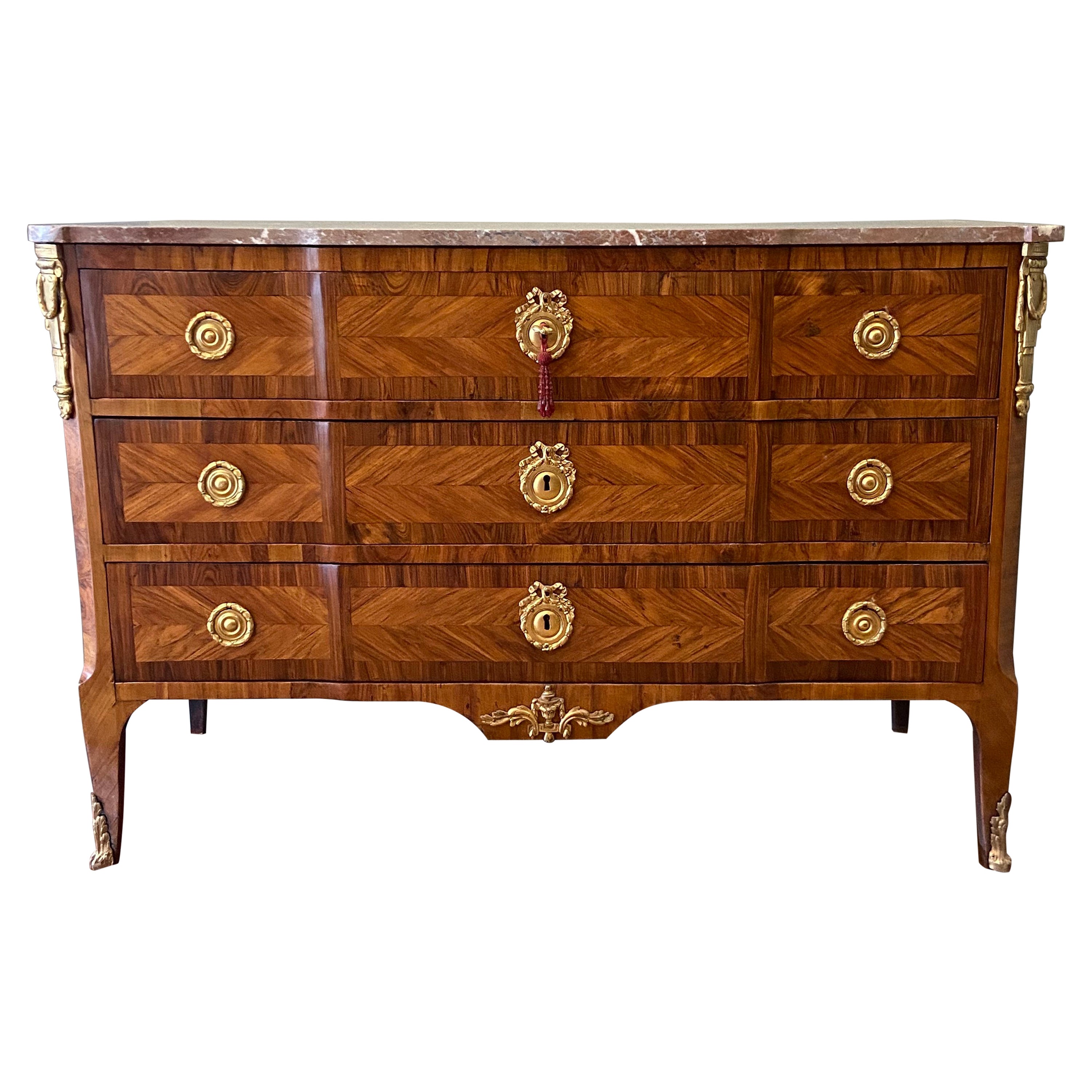 Louis XV Ormolu-Mounted Kingwood and Fruitwood Commode 'Mid 18th Century' For Sale