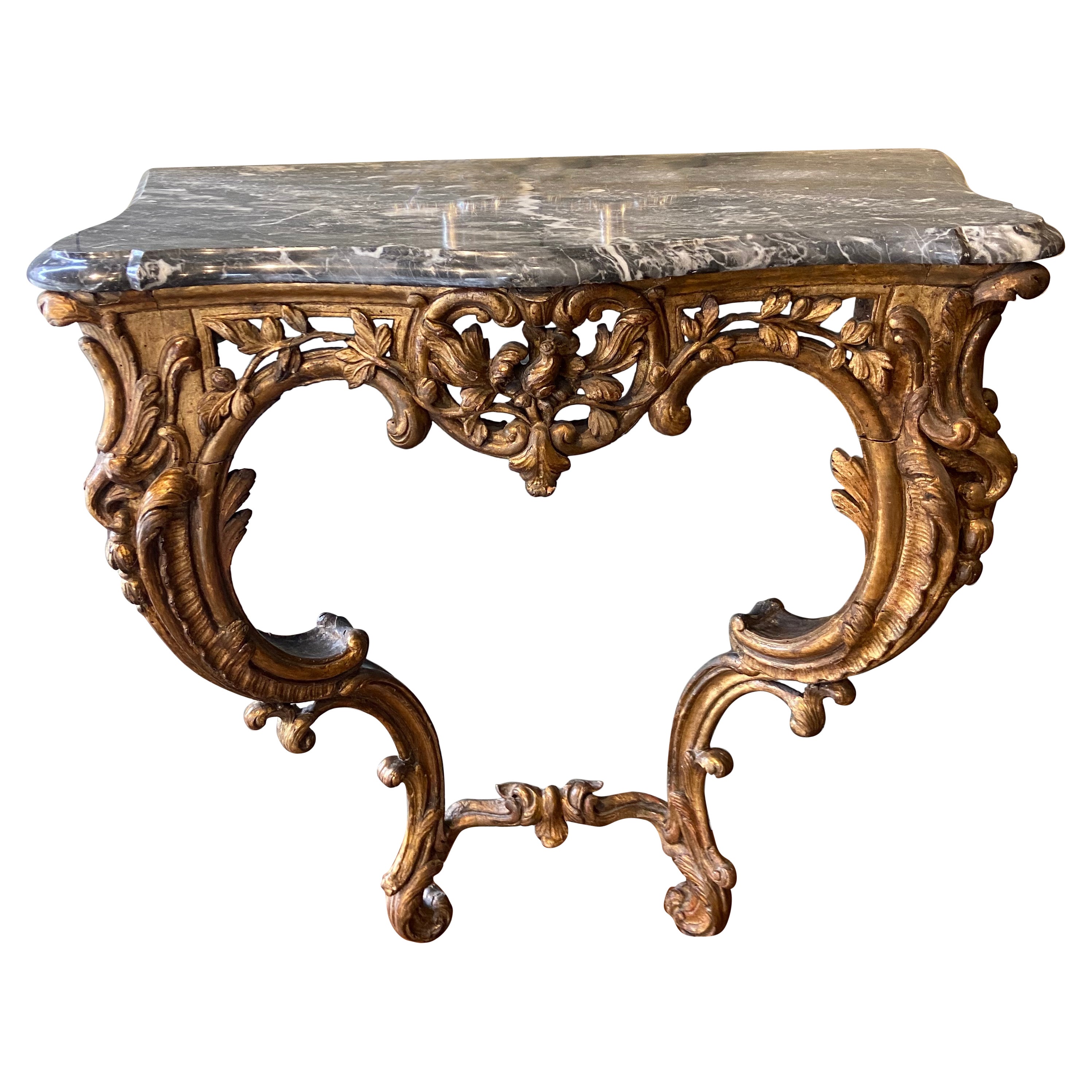 Italian Gilt-Wood Serpentine Console Table 'Mid 18th Century' For Sale