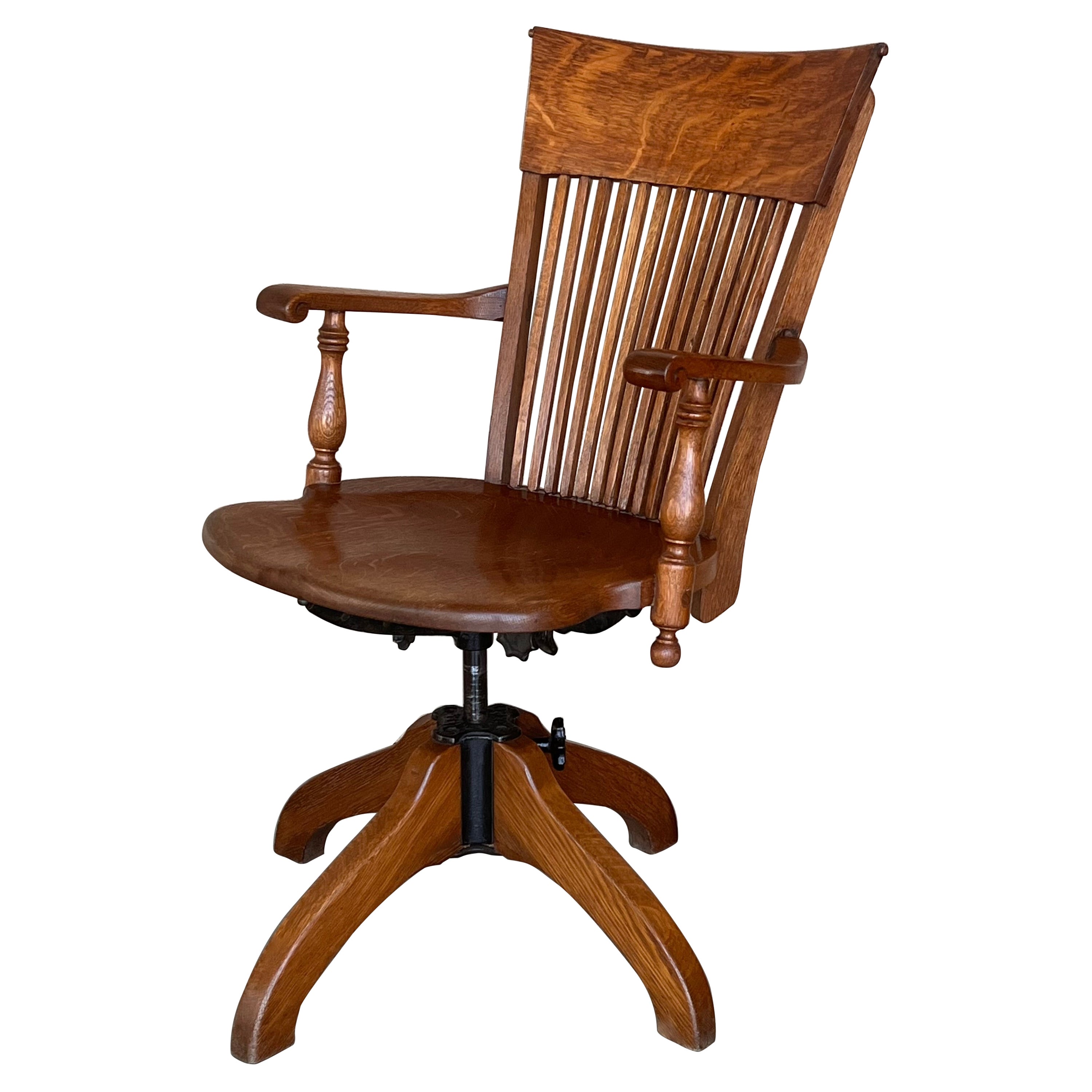 Modernist Wood Swivel Chair from Barcelona, circa 1940 For Sale at 1stDibs
