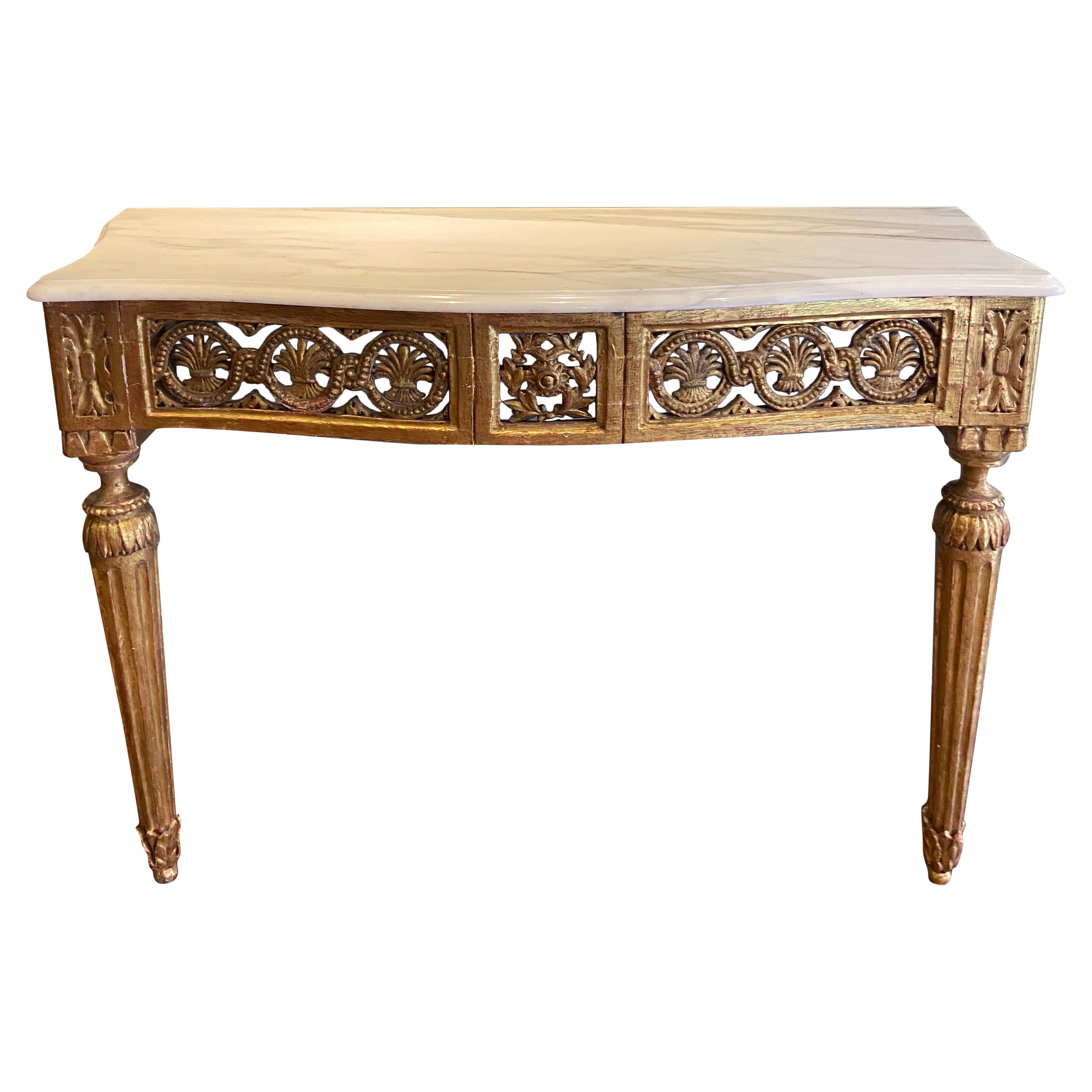 Northern Italian Serpentine Carved Gilt-Wood Console Table 'Late 18th Century' For Sale