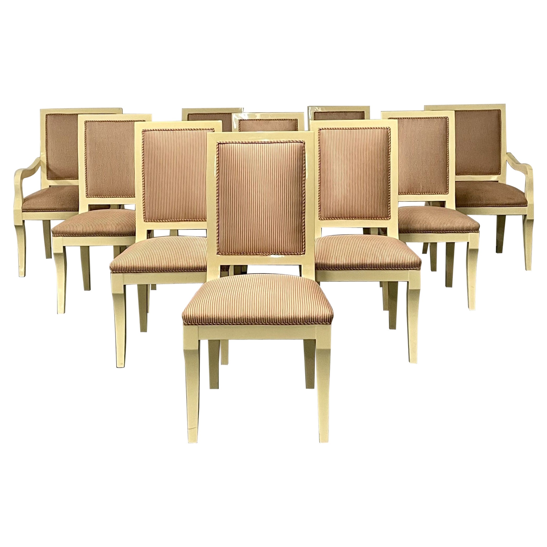 Zehn moderne Esszimmerstühle, weiß lackiert, Ron Seff, maßgefertigt