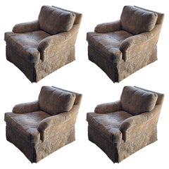Set of 4 Skirted Bridgewater Style Club Chairs