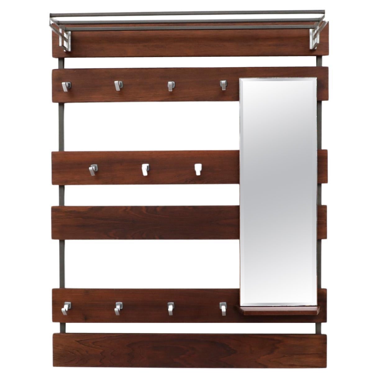 MidCentury Slatted Wall Mount Coat Rack at 1stDibs