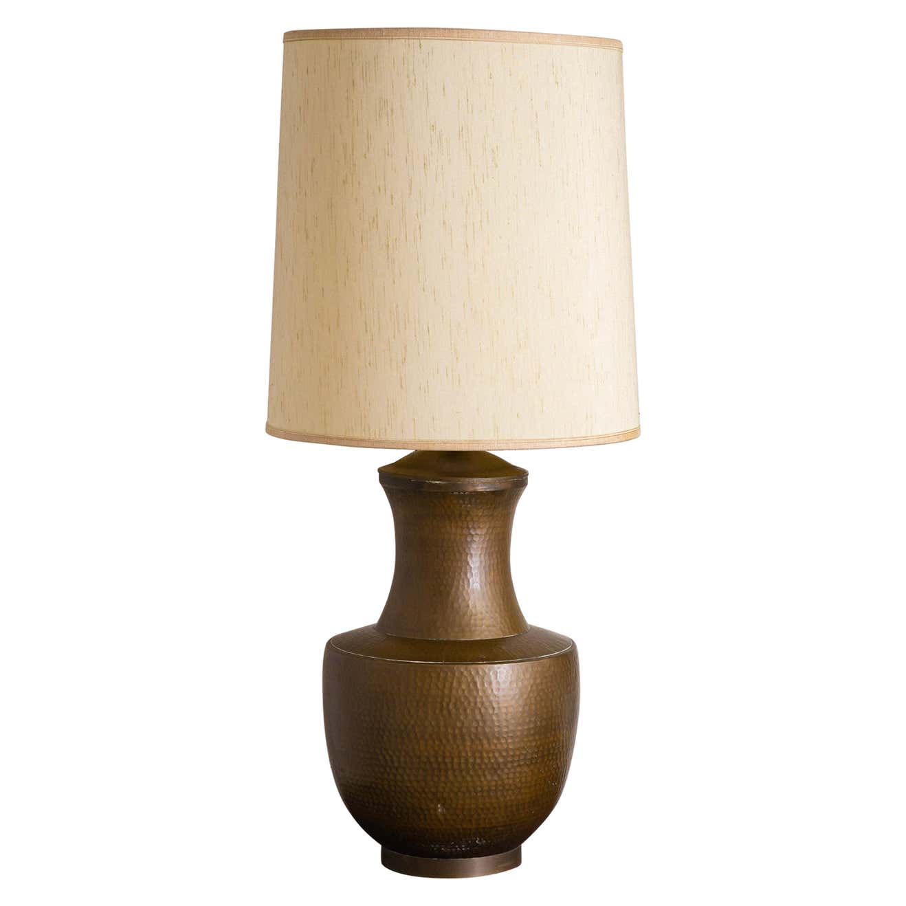 Large Mid Century Hammered Brass Table Lamp at 1stDibs