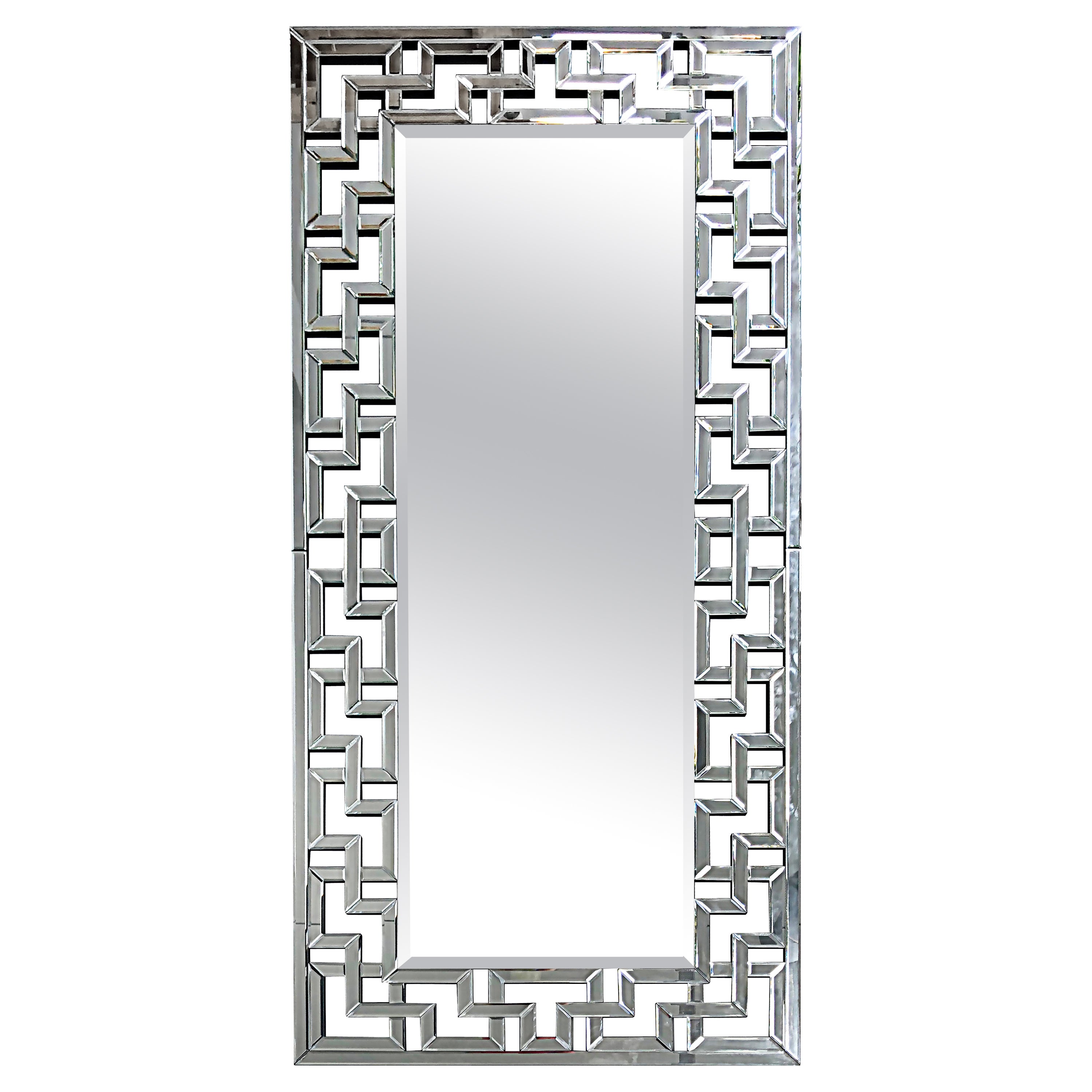 Large Wall or Full-Length Floor Mirror with Beveled Articulated Frame 