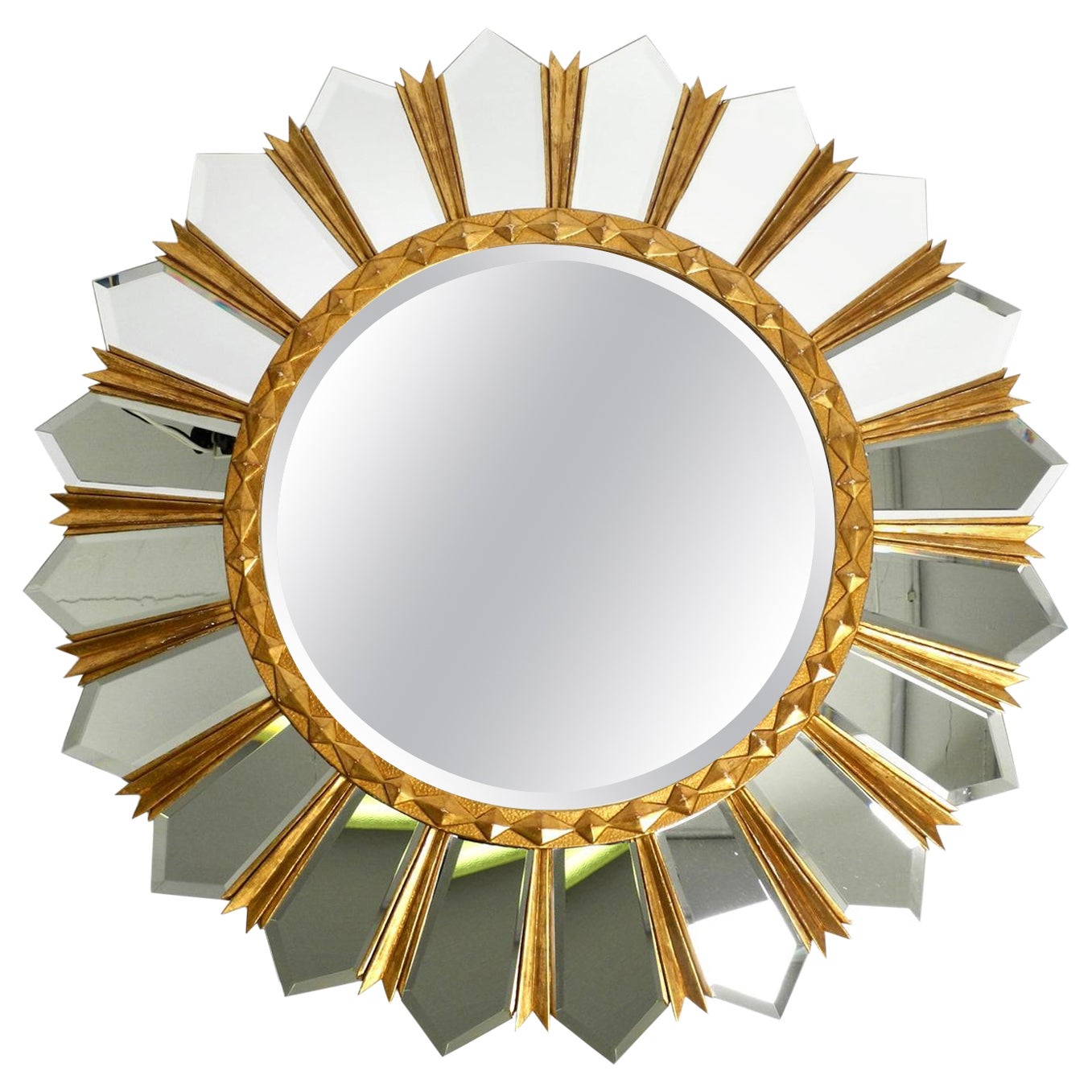 Large Gilded Italian XXL Regency Sunburst Wall Mirror For Sale