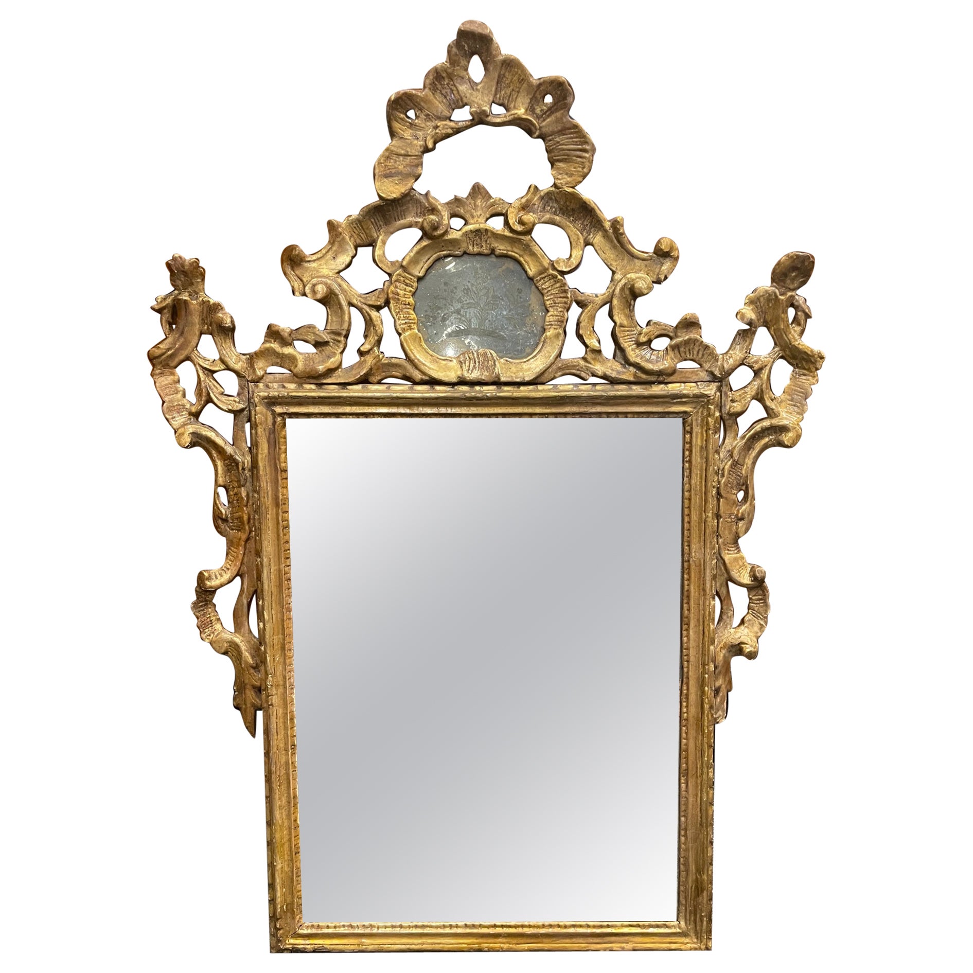 Italian Rococo Giltwood Wall Mirror, 18th Century