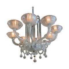 Large Murano White Glass Contemporary Chandelier
