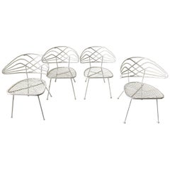 Set of Four '4' Vintage Klismos Style Iron Garden Chairs