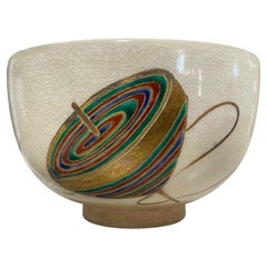 Shiko Munakata Rare Signed Japanese Pottery Tea Bowl with Original Signed Box
