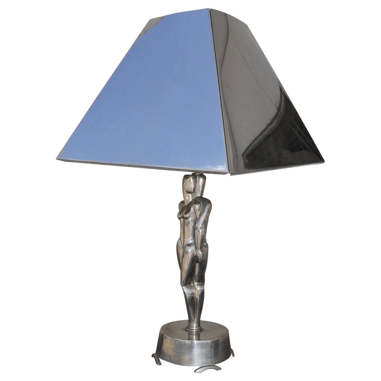 Moderne Art-Déco-Lampe und Schirm aus Chrom, entworfen von Viktor Schreckengost