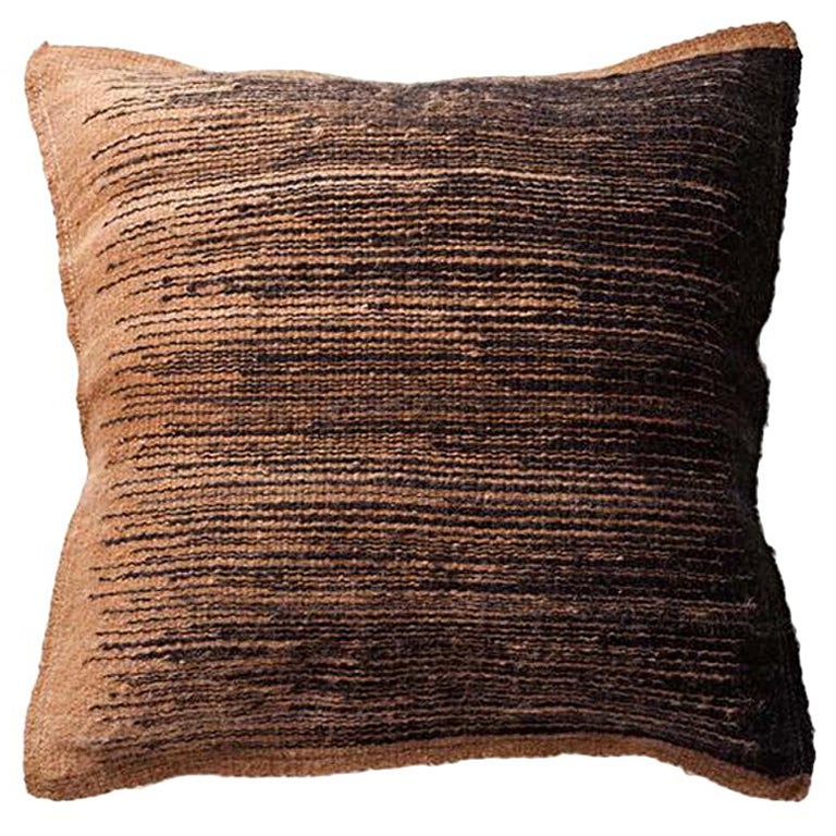 Handwoven Llama Wool Throw Pillow in Chocolate from Argentina, in Stock