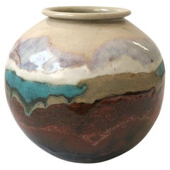Vintage Studio Pottery Sphere Vase by Jill Becquet, 1997