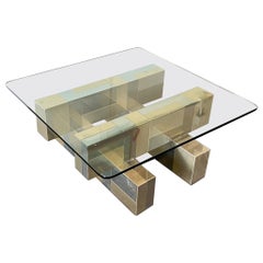 Paul Evans for Directional Brass and Chrome Cityscape Coffee Table