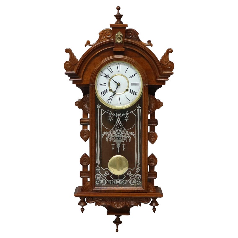 Victorian Style Carved Mahogany Wall Clock 20th C at 1stDibs