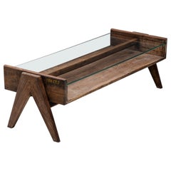 Pierre Jeanneret PJ-TB-05-A Tavolino da caffè Chandigarh, Teak Stained, Glass, anni '60