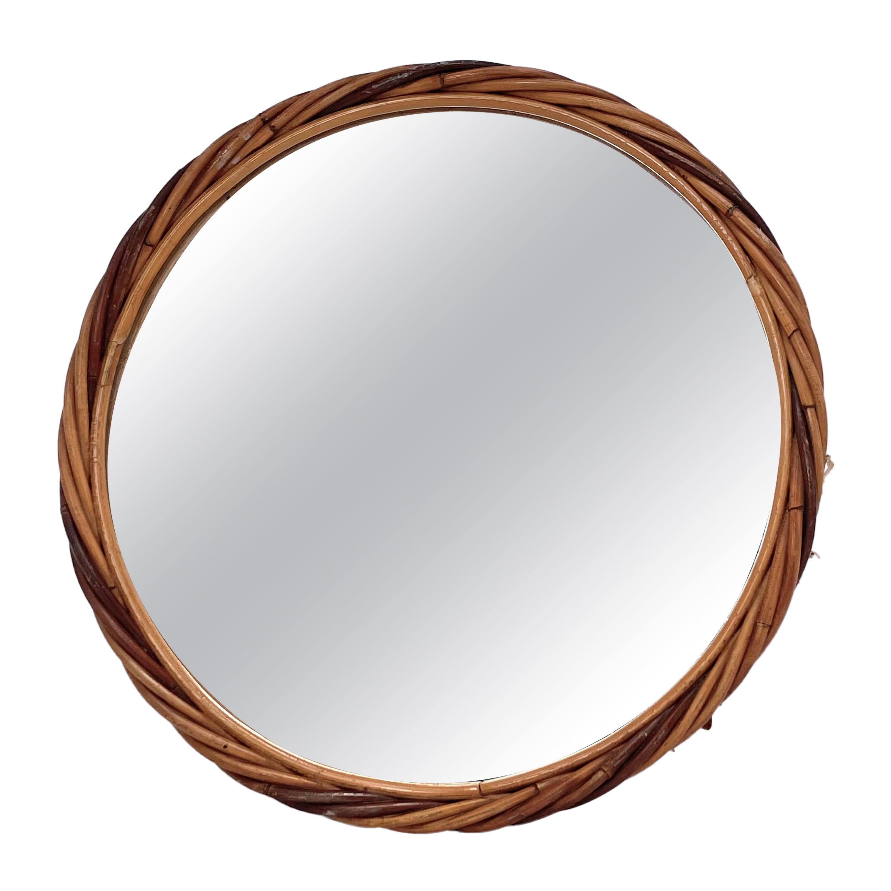 Espejo Reed Rattan, Francia 1960, Color Marrón