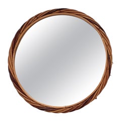 Used Reed Rattan Mirror, France 1960, Brown Color
