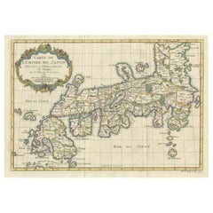 Ravissante carte ancienne du Japon taillée à la main, publiée en 1752