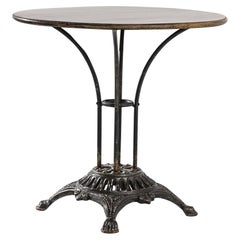 Vintage French Wood and Metal Bistro Table