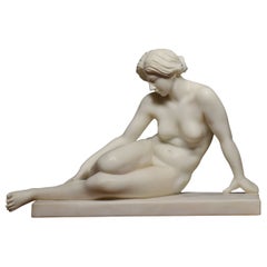 Carrara Marble Sculpture of Reclining Maiden