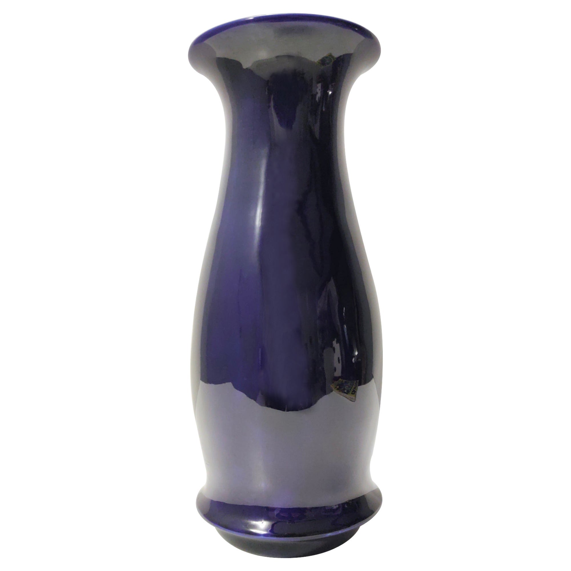 Blue Lacquered Ceramic Vase by Lavenia Ascribable to Guido Andlovitz, Italy For Sale