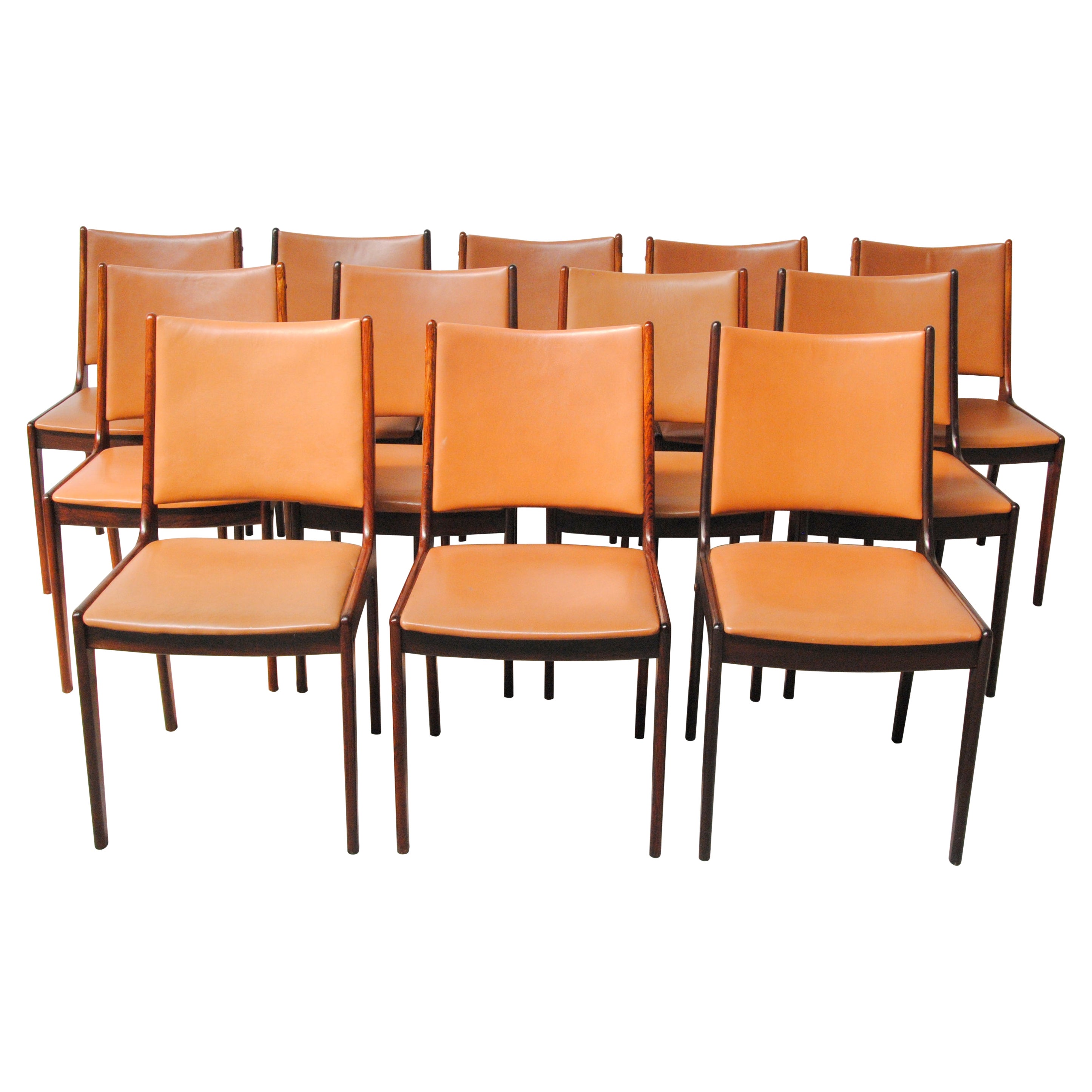 Twelve Johannes Andersen Rosewood Dining Chairs Custom Reupholstery Included