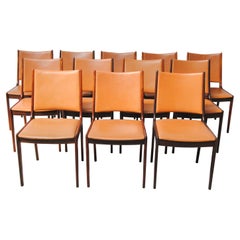 Twelve Johannes Andersen Restored Rosewood Dining Chairs Custom Upholstery