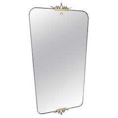 Miroir de cheminée vintage en laiton, style Gio Ponti, mi-siècle moderne