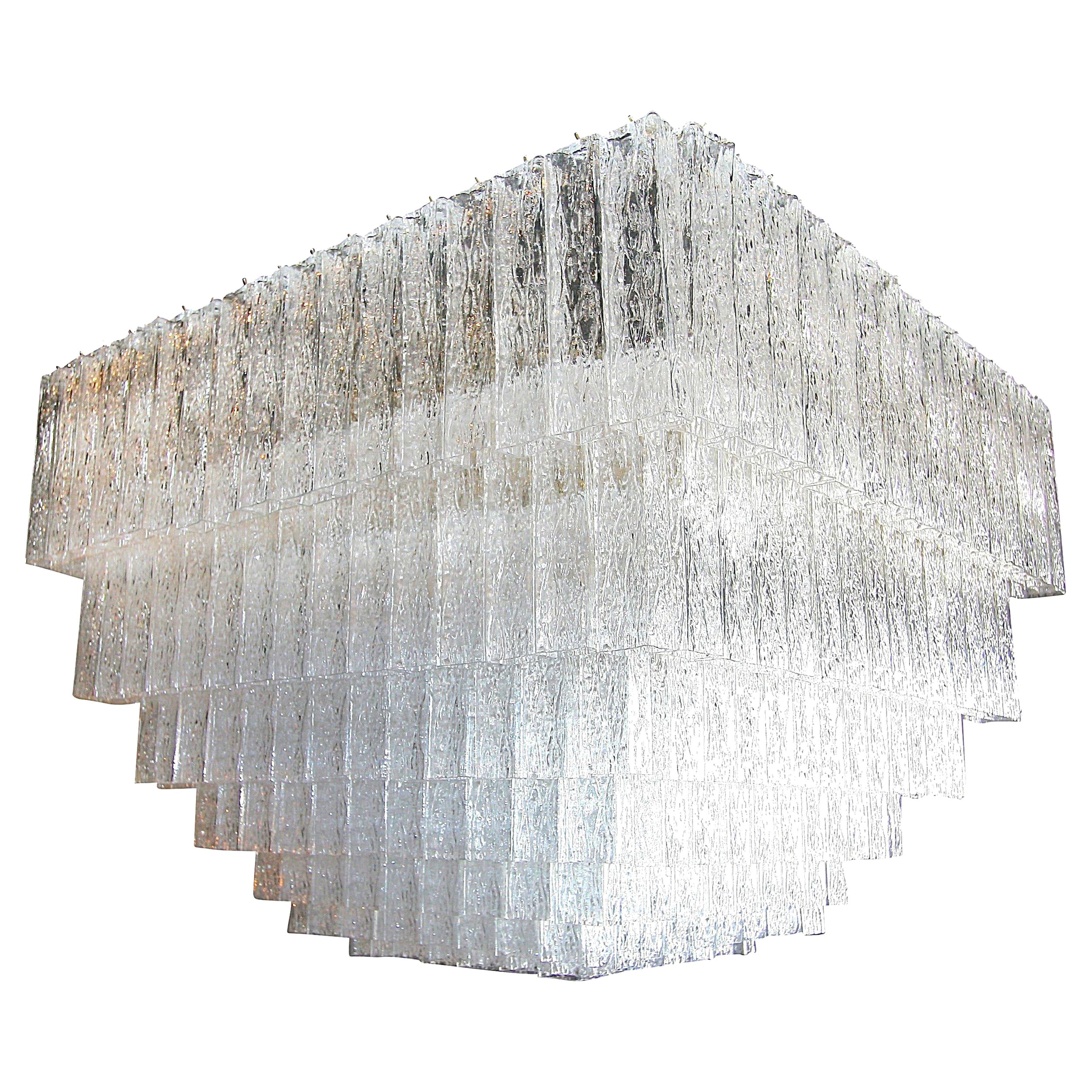 Großer quadratischer Vistosi-Kronleuchter aus Muranoglas aus den 1960er Jahren