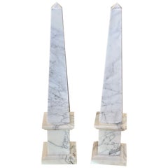 Pair of Vintage Marble Obelisks