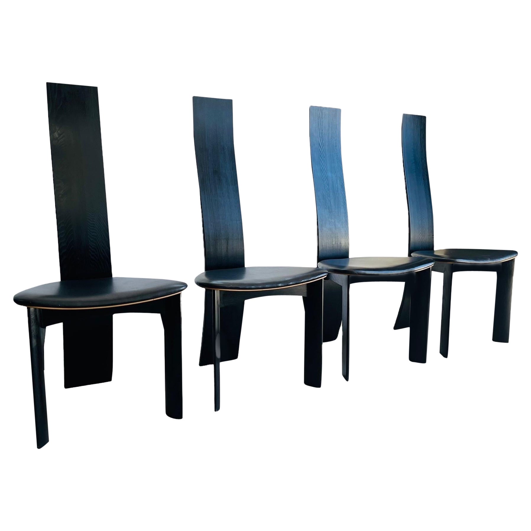 Danish Ebonized Dining Chairs Designed by Bob & Dries Van Den Berghe