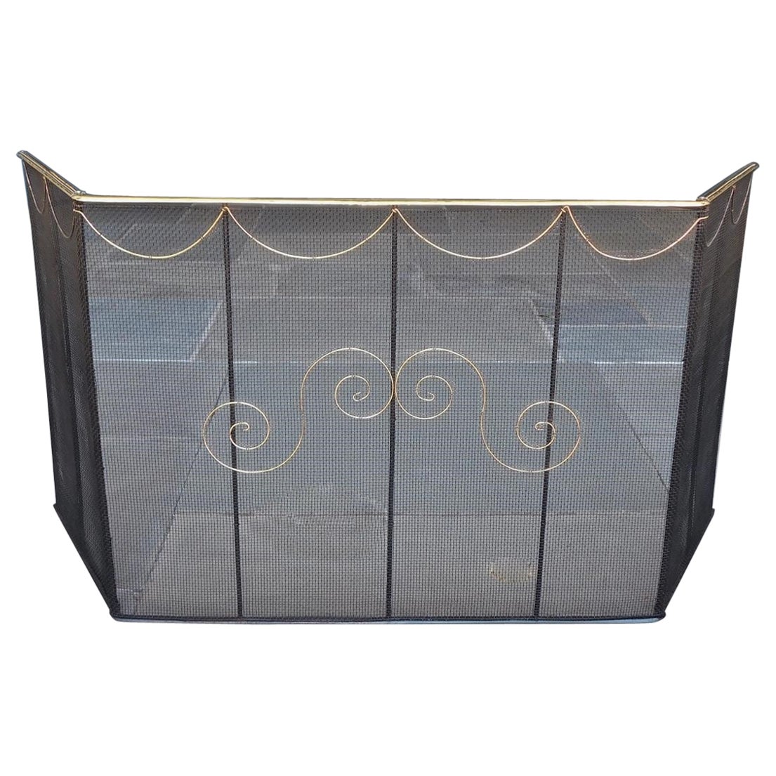 American Brass Swag & Pleasing Wire Work Hinged Fire Place Screen, Circa 1790