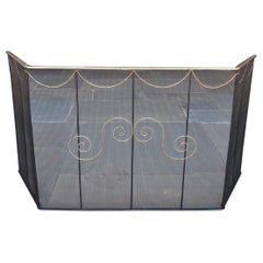 American Brass Swag & Pleasing Wire Work Hinged Fire Place Screen, Circa 1790