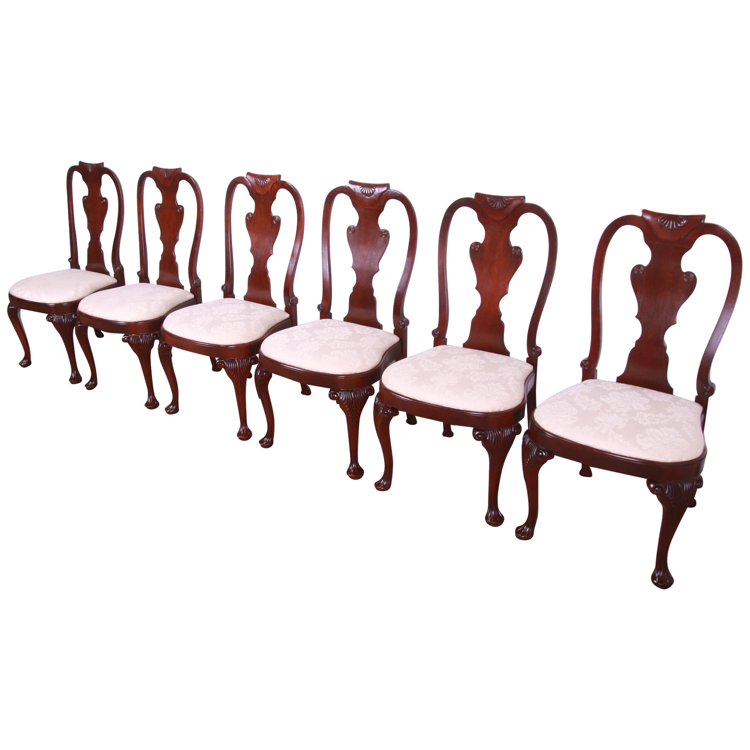 Baker Furniture Historic Charleston Georgian Carved Mahogany Dining Chairs, Six