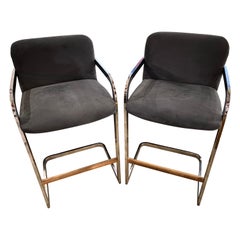 Vintage Pair of Chrome Bar Stools by Design Institute America