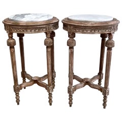 Pair of Vintage Side Tables with Marble Tops