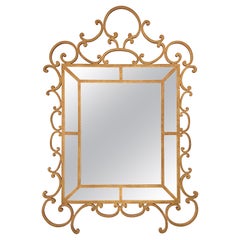 Vintage Regency Style Wrought Iron Mirror, Gilbert Poillerat  Manner