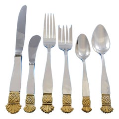 Grenada Gold Old Newbury Crafters Sterling Silver Flatware Set Service 67 Pc Din